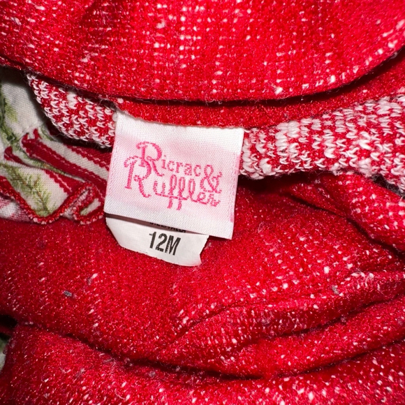 Baby Girl Ricrac & Ruffles Romper 12M Red Christmas Holiday - Picture 3 of 15